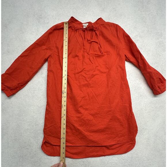 J Crew Womens Size Small Tie VNeck Linen Blend High Low Hem Tunic Top Orange Red - Picture 4 of 9